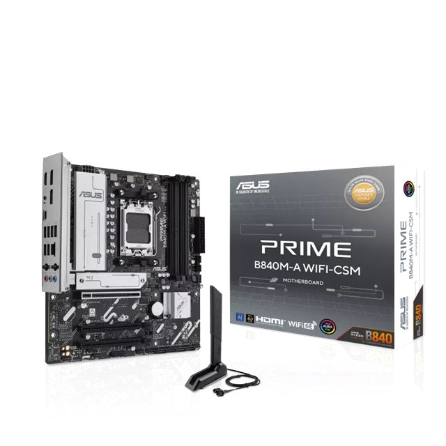 ASUS AMD PRIME B840M-A WIFI-CSM (AM5) Micro-ATX Motherboard, DDR5 256GB, 1x PCIe 4x16 slot, 3x M.2 slots, 4x SATA, Wi-Fi 6E, 2.5Gb LAN, HDMI, DP - Image 4