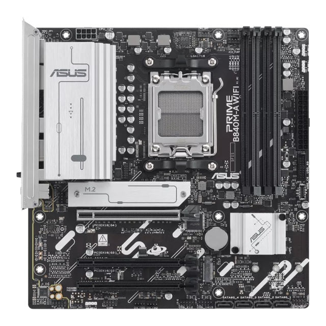 ASUS AMD PRIME B840M-A WIFI-CSM (AM5) Micro-ATX Motherboard, DDR5 256GB, 1x PCIe 4x16 slot, 3x M.2 slots, 4x SATA, Wi-Fi 6E, 2.5Gb LAN, HDMI, DP - Image 1