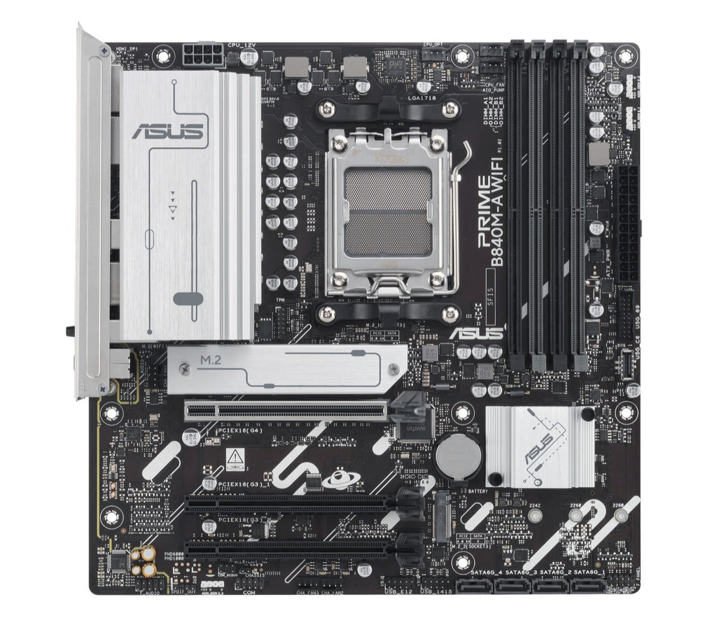 ASUS AMD PRIME B840M-A WIFI-CSM (AM5) Micro ATX Motherboard, DDR5 192GB, 2x PCIe 4 x16 slot, 3x M.2 slots, 4x SATA, Wi-Fi 6E, 1x HDMI, 1x DP - Image 2