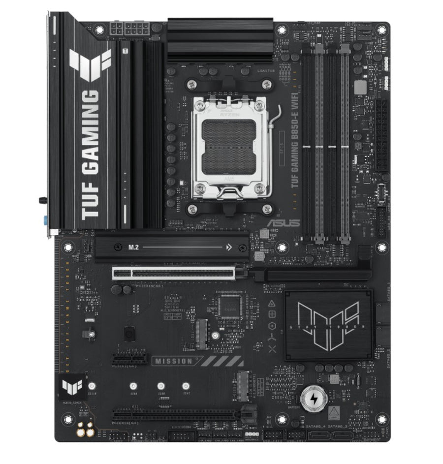ASUS AMD B850 TUF GAMING B850-E WIFI (AM5)  ATX Motherboard, DDR5 256B, 1x PCIe 5.0 x16 slot, 3 x M.2 slots, 4 x SATA, Wi-Fi 6E, Realtek 2.5Gb