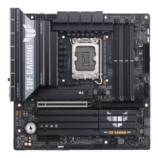 ASUS TUF GAMING B860M-PLUS WIFI LGA1851 mATX Motherboard 256GB, DDR5, 1 x PCIe 5.0,  3 x M.2 slots,  4 x SATA, WiFi 7, 1 x HDMI, 1 x DP - Image 1
