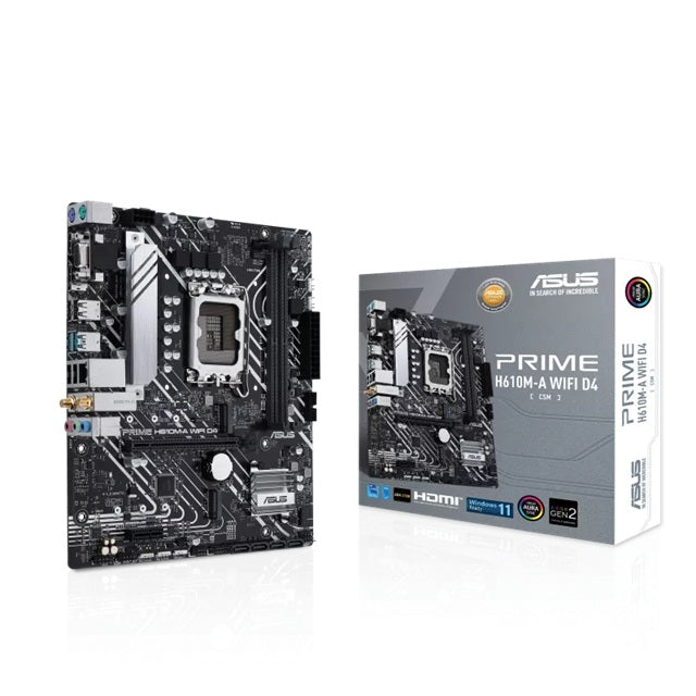 ASUS H610M-A WIFI D4-CSM PRIME mATX, LGA1700, Intel H610, 2xDDR4 64GB, PCIe 4.0 x16, 2xM.2, 4xSATA, Wi-Fi 5, 1GbE - Image 1