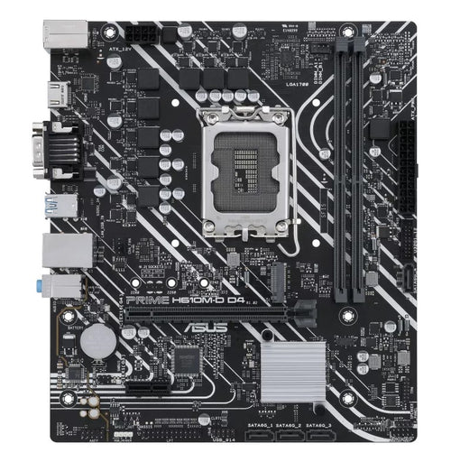 ASUS H610M PRIME H610M-D D4-CSM Intel LGA 1700 mATX Motherboard, DDR4 64GB, PCIe4.0, M.2, 1Gb Ethernet, HDMI, D-SUB, USB3.2 Gen1, SATA 6Gbps, - Image 1