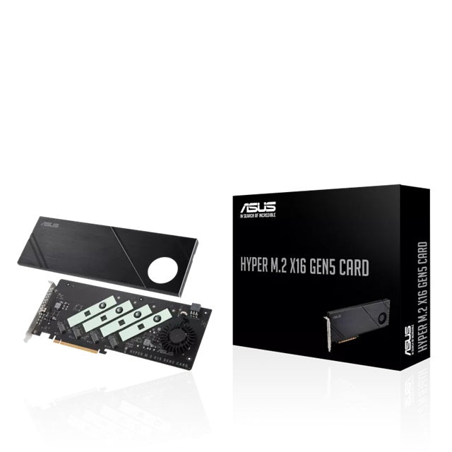 ASUS HYPER M.2 X16 GEN5 CARD (PCIe 5.0/4.0) Supports up to four NVMe M.2 (2242/2260/2280/22110) devices at up to 512 Gbps for RAID functions - Image 1