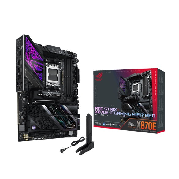 ASUS AMD ROG STRIX X870E-E GAMING NEO, AM5, X870E, DDR5 256GB 8600+MT/s, PCIe 5.0, 5x M.2, Wi-Fi 7, 5GbE, USB4, HDMI, ATX - Image 1