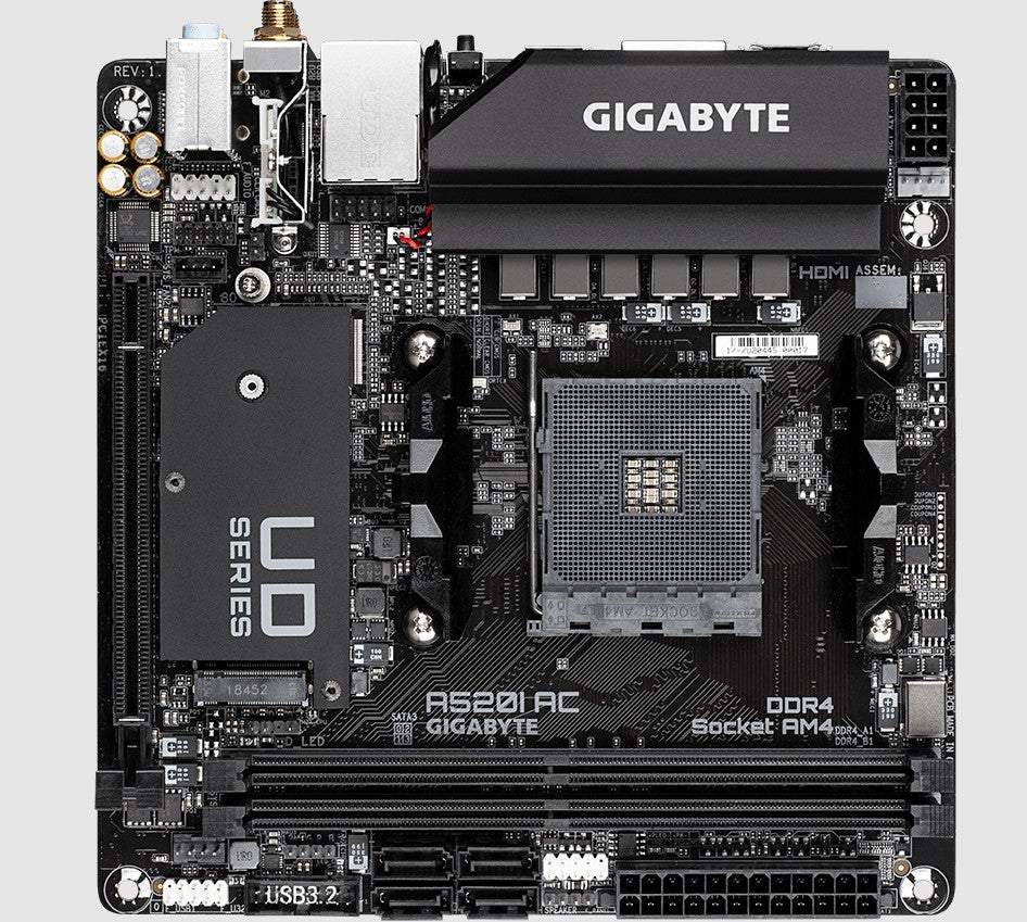 Gigabyte A520I AC AMD A520 Mini-ITX Ultra Durable Motherboard with Direct 6 Phases Digital VRM, Onboard Intel 802.11ac WIFI, PCIe 3.0 x4 M.2 - Image 4