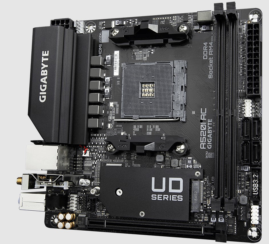 Gigabyte A520I AC AMD A520 Mini-ITX Ultra Durable Motherboard with Direct 6 Phases Digital VRM, Onboard Intel 802.11ac WIFI, PCIe 3.0 x4 M.2 - Image 2