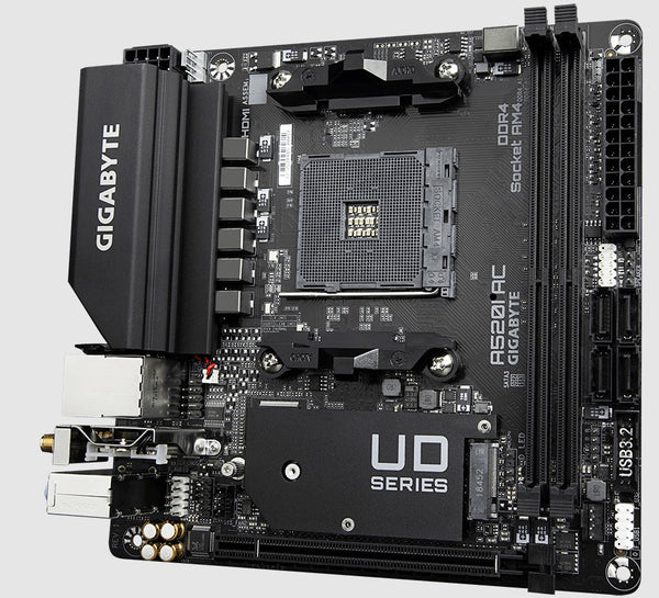 Gigabyte A520I AC AMD A520 Mini-ITX Ultra Durable Motherboard with Direct 6 Phases Digital VRM, Onboard Intel 802.11ac WIFI, PCIe 3.0 x4 M.2