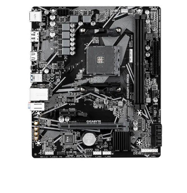 Gigabyte B550M H ARGB Micro-ATX AMD B550 motherboard with AM4 support, PCIe 4.0, DDR4 up to 5100MHz OC, HDMI 2.1, DP 1.4, M.2, and Gigabit LAN