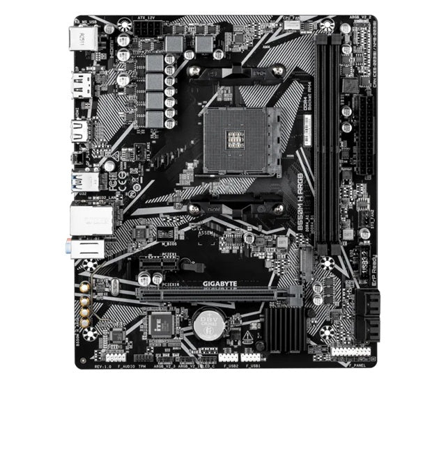 Gigabyte B550M H ARGB Micro-ATX AMD B550 motherboard with AM4 support, PCIe 4.0, DDR4 up to 5100MHz OC, HDMI 2.1, DP 1.4, M.2, and Gigabit LAN - Image 2