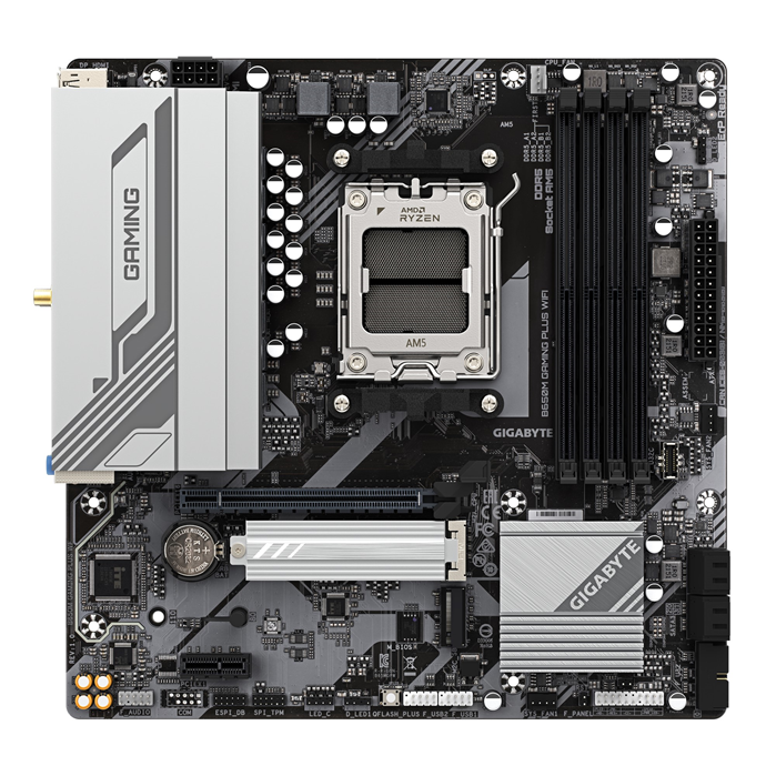 Gigabyte B650M GAMING PLUS WIFI, AMD AM5, 4 x DDR5up to 256 G, 1 x HDMI, 1 x PCI Express x16, 2 x M.2, 4 x SATA, 4 x USB 3.2 - Image 2
