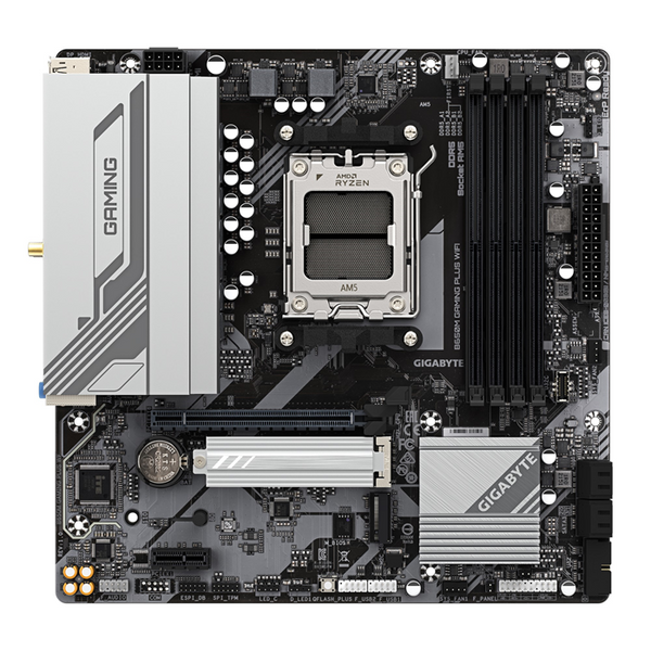 Gigabyte B650M GAMING PLUS WIFI, AMD AM5, 4 x DDR5up to 256 G, 1 x HDMI, 1 x PCI Express x16, 2 x M.2, 4 x SATA, 4 x USB 3.2