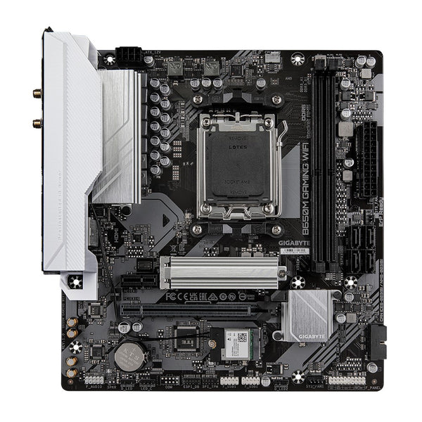 Gigabyte B650M GAMING WIFI, AMD AM5, 2 x DDR5 up to 128 GB, 1 x HDMI, 	1 x PCI Express x16, 1 x PCI Express x1, 1 x M.2, 4 x SATA, 4 x USB 3.2