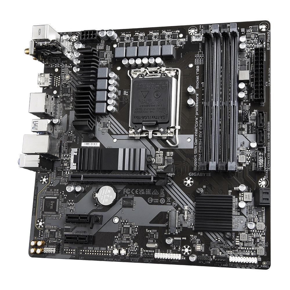 Gigabyte B760M DS3H AX DDR4 Intel LGA 1700 m-ATX Motherboard, 4x DDR4 ~128GB, 1x PCI-E x16, 1x PCI-E x1, 2x M.2, 4x SATA, 3x USB 3.2, 2x USB 2.0, 1x T - Image 3