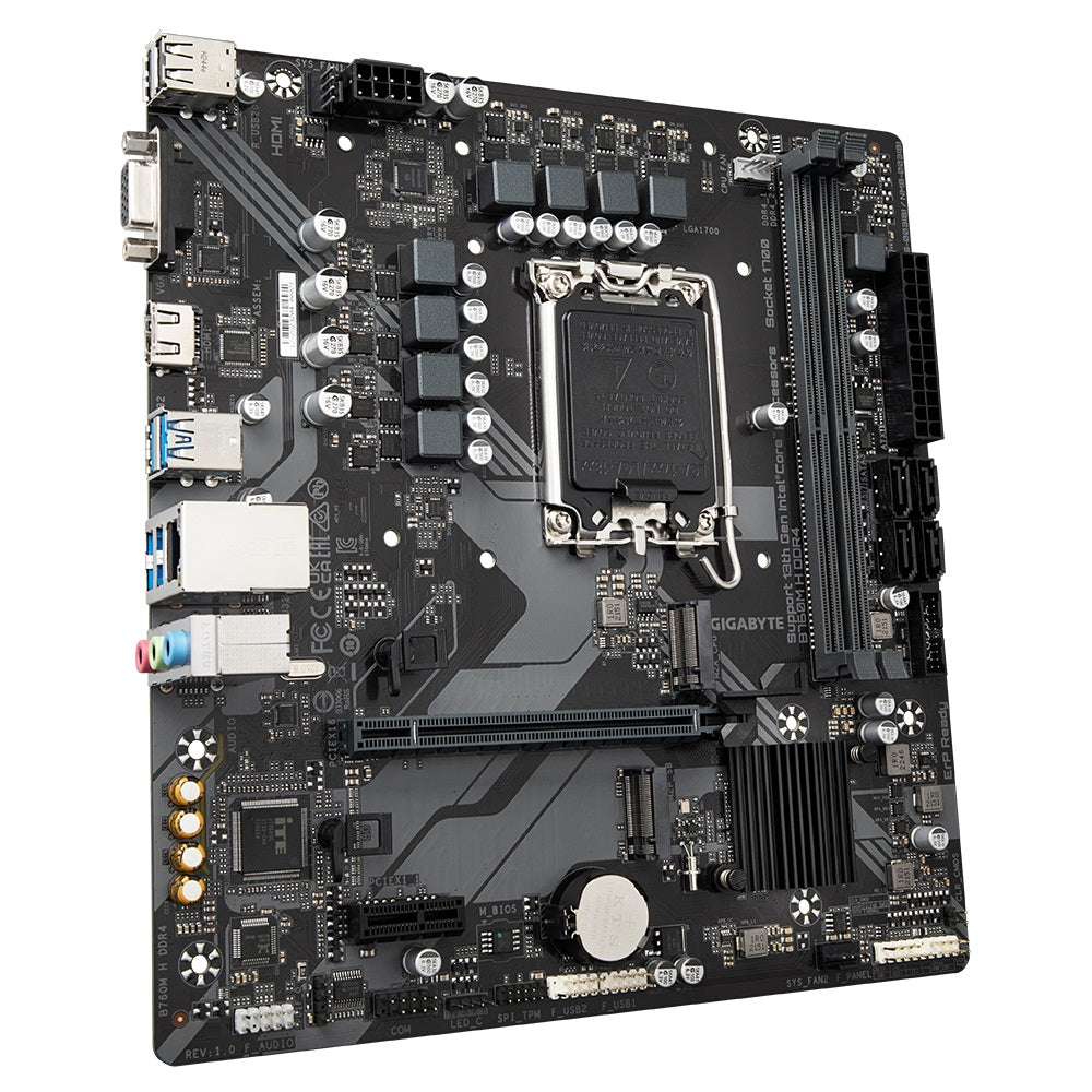 Gigabyte B760M H DDR4 Intel LGA 1700 m-ATX Motherboard, 2x DDR4 ~64GB, 1x PCI-E x16, 2x M.2, 4x SATA, 3x USB 3.2, 2x USB 2.0, - Image 3