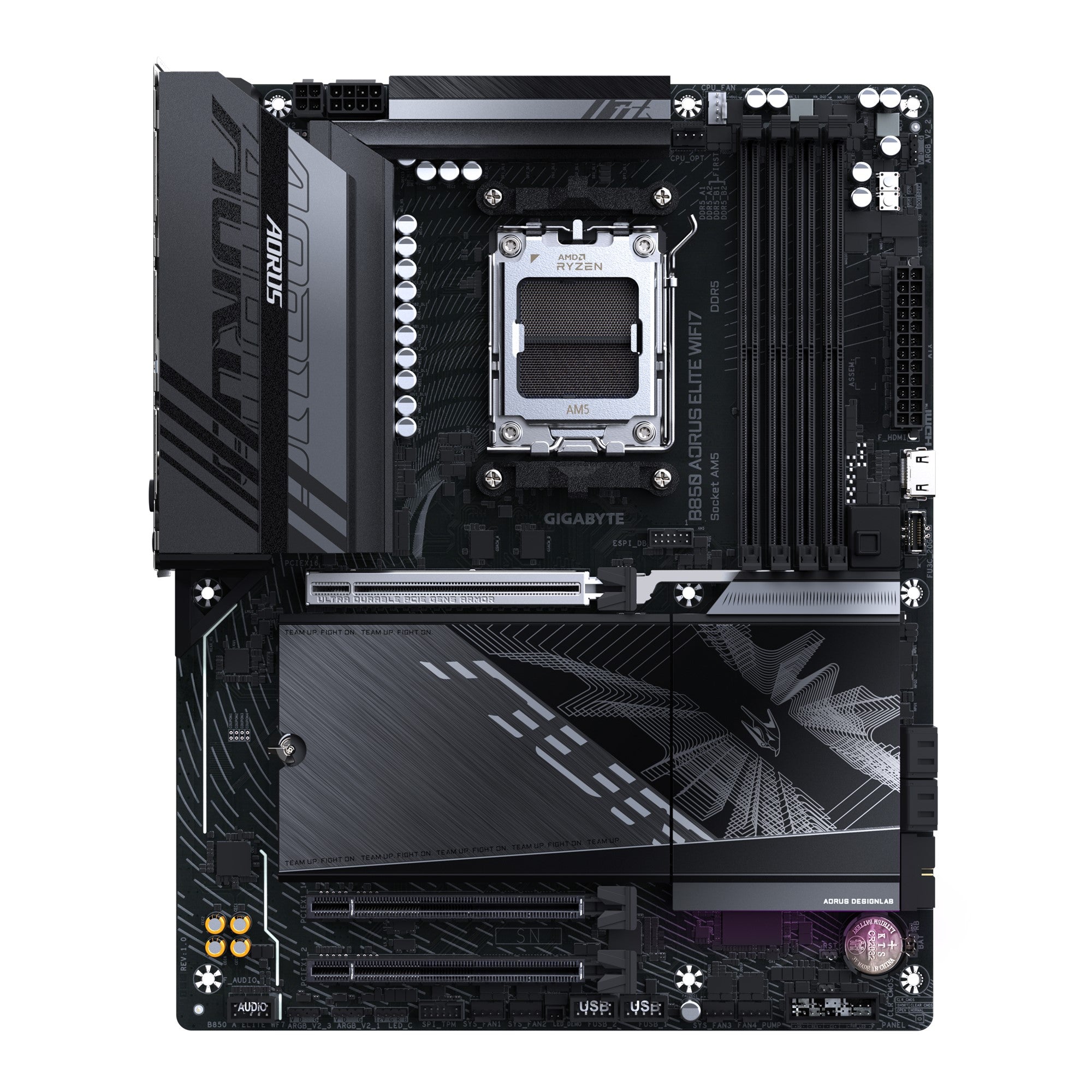 Gigabyte B850 A ELITE WF7 1.0, AMD AM5, 4 x DDR5 up to 256 GB, 1 x HDMI. 3x PCI Express x16, 3 x M.2, 4 x SATA, 9x USB 3.2 - Image 2