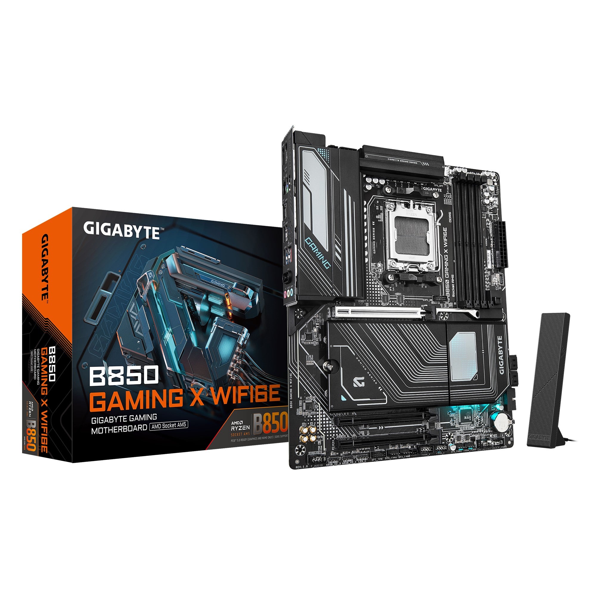 Gigabyte B850 GAMING X WIFI6E 1.0, AMD AM5, 4 x DDR5 up to 256 GB, 1 x HDMI, 3 x PCI Express x16, 3 x M.2, 4 x SATA, 9 x USB 3.2 - Image 1