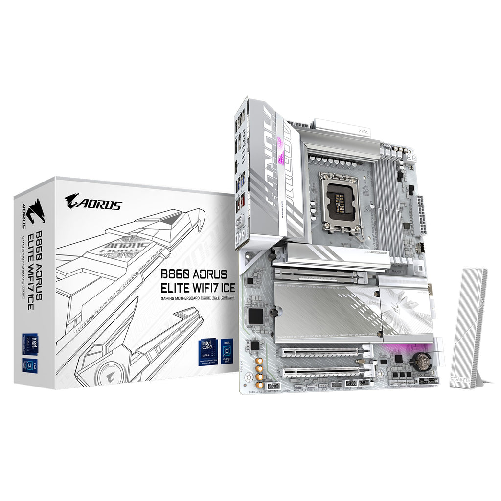 (LS) Gigabyte M/B B860 A ELITE WF7 ICE 1.0, Intel ® B860, 4 x DDR5 up to 256 GB, 2x HDMI, 3 x PCI Express x16, 3 x M.2, 4 x SATA, 6 x USB 3.2 - Image 1