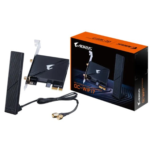 Gigabyte GC-WIFI7 Motherboard, Wi-Fi 7, up to 5800Mbps, up to 320MHz bandwidth support across the 2.4GHz, 5GHz, and 6GHz bands, 2Tx2R antenna, PCIe x1 - Image 1