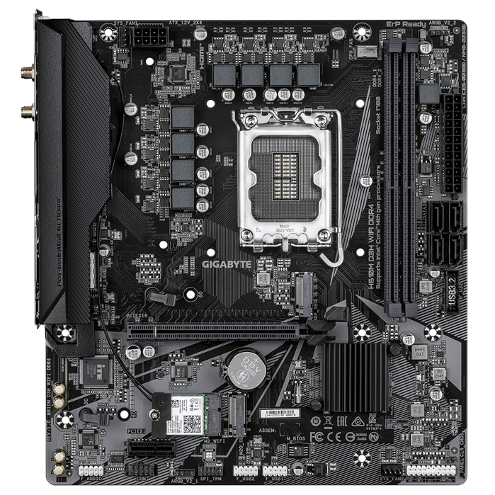 Gigabyte H610M D3H WIFI DDR4 Intel LGA 1700 , 2x DDR4 ~64GB, 1 x HDMI, 1x PCI x16, 1x PCI=E x1,1x M.2, 4x SATA, 4x USB3.2, 2x USB 2 - Image 2