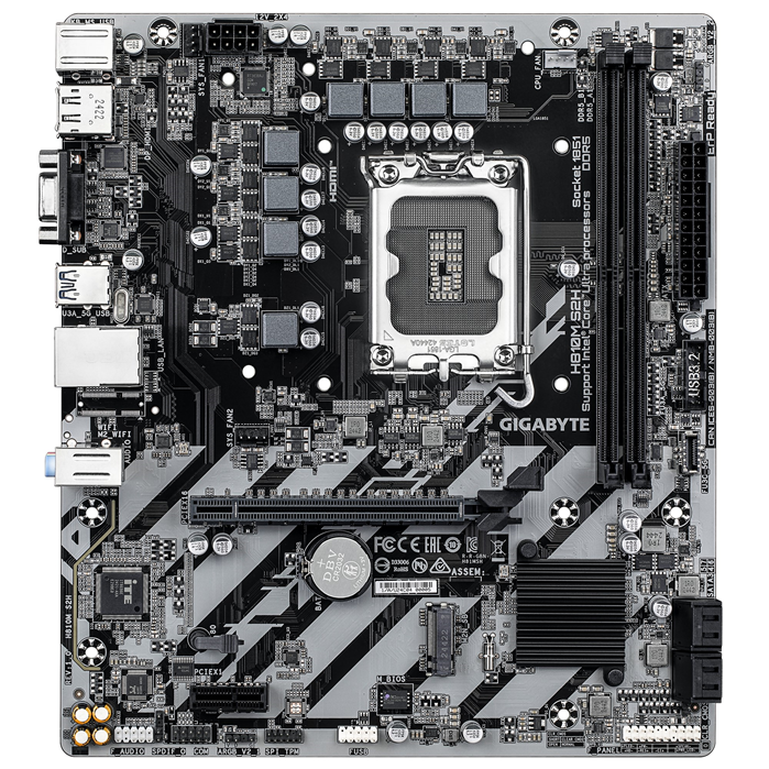 Gigabyte H810M S2H  Intel LGA 1851 ATX Motherboard, 2x DDR5 ~128GB, 1x PCI-E x16, 1x PCI-E x1, 1x M.2, 4x SATA, 3x USB 3.2, 3x USB 2.0 - Image 2