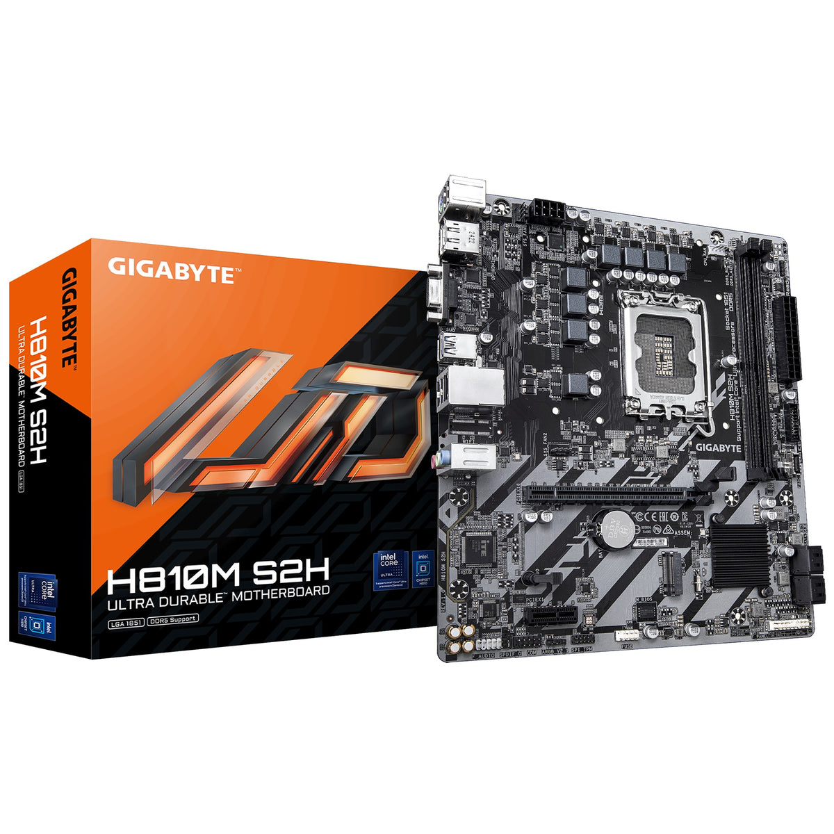 Gigabyte H810M S2H  Intel LGA 1851 ATX Motherboard, 2x DDR5 ~128GB, 1x PCI-E x16, 1x PCI-E x1, 1x M.2, 4x SATA, 3x USB 3.2, 3x USB 2.0 - Image 1