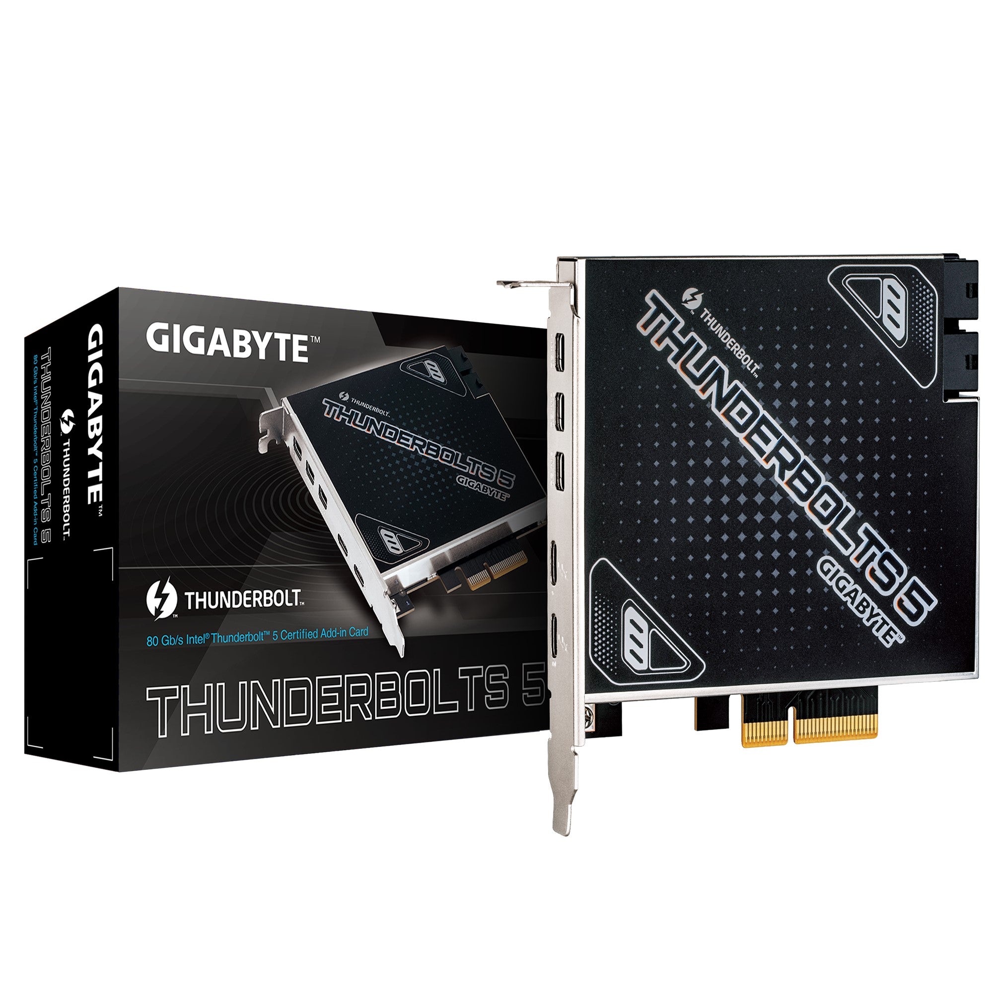 (LS) Gigabyte CARD THUNDERBOLTS 5 1.0 add-in card​, Intel® JHL9580 Thunderbolt™ 5 controller​, Dual Thunderbolt™ 5 Ports, up to 80 Gb/s bi-directional - Image 1