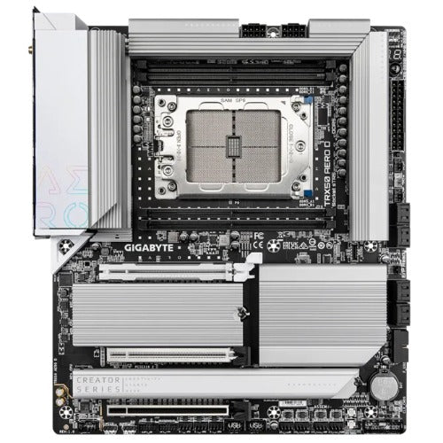 (LS) Gigabyte TRX50 AERO D AMD Ryzen Motherboard 4x DDR5~256GB,2x PCIe x16 slots, 4x M.2, 8x SATA 6Gb/s connectors, 11x USB 3.2, 4x USB2.0, 2x - Image 2