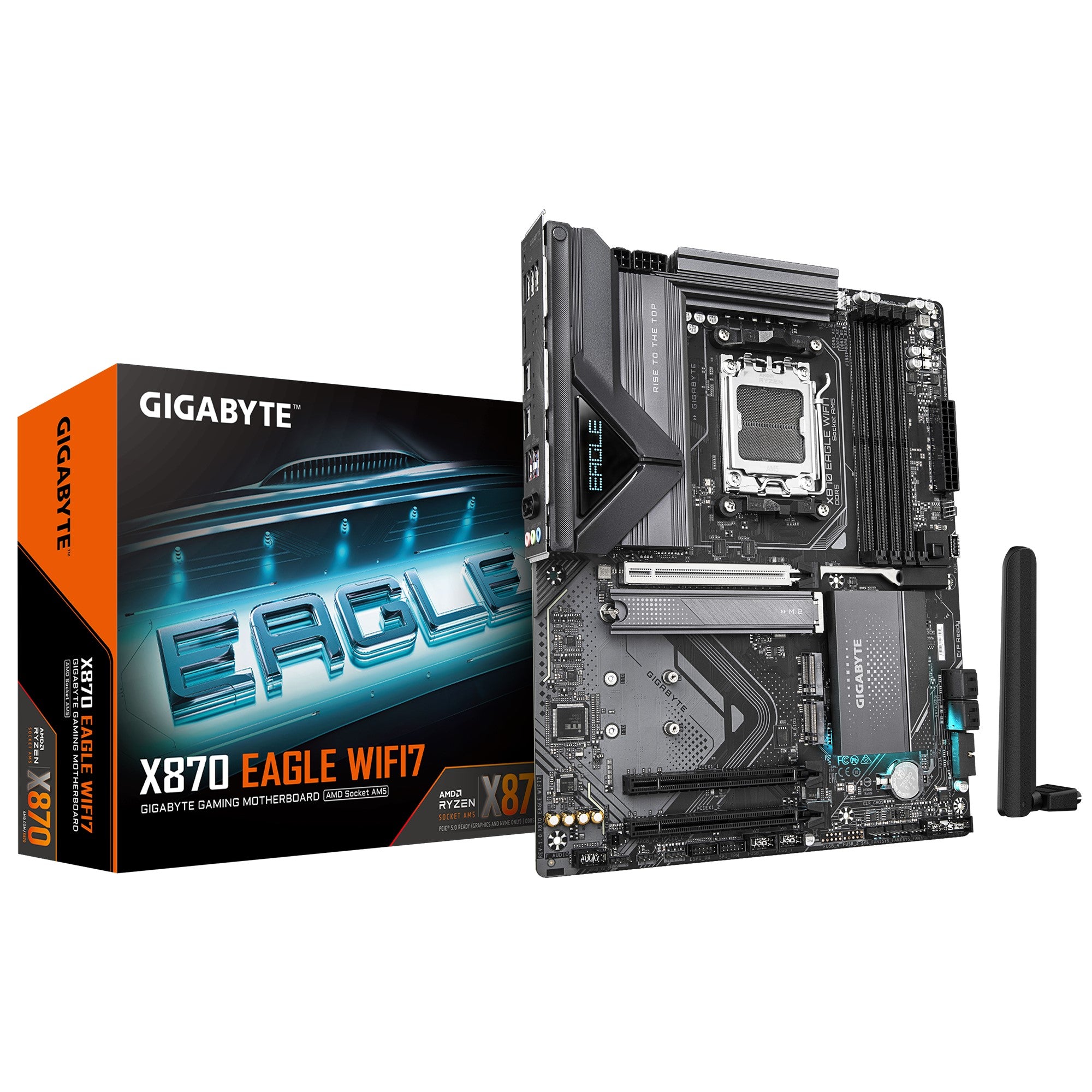 Gigabyte X870 EAGLE WIFI7 AMD AM5 ATX Motherboard 4x DDR5~256GB,3x PCIe x16, 3x M.2, 4x SATA 6, 4x USB 3.2, 4x USB2.0, 2x USB-C - Image 1