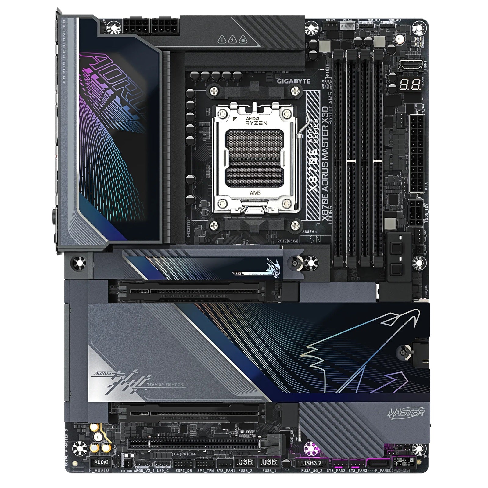 Gigabyte X870E AORUS MASTER X3D AM5 DDR5 256GB USB4 Wi-Fi7 BT5.4 10GbE+5GbE PCIe5 M.2 PCIe5/4 HDMI ALC1220 ES9118 ATX 30.5×24.4cm - Image 2