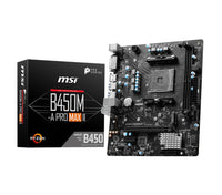 MSI B450M-A PRO MAX II AMD M-ATX Motherboard - AM4 Ryzen, 2xDDR4-max64GBCapacity,1xPCIe x16slot, 4xSATA 6Gb, 6xUSB3.0, 6xUSB2.0, DVI-D HDMI, 2.5G LAN - Image 1