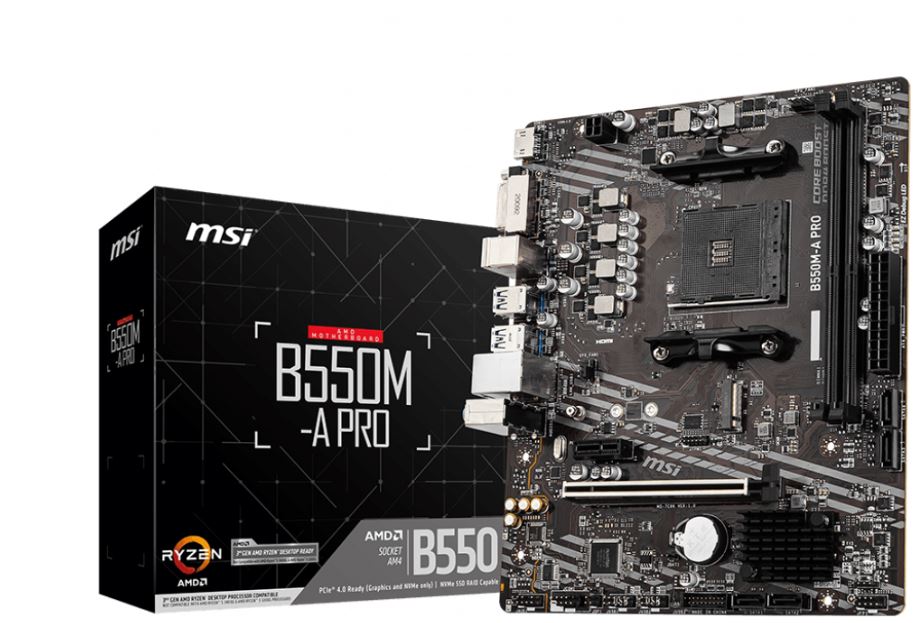 MSI B550M-A PRO Motherboard AMD Ryzen AM4, 2xDDR4, support up to 64GB, 1xPCIe 4.0/3.0 x16 slot, 2xSATA 6Gb, 6xUSB3.0, 6xUSB2.0, DVI-D, HDMI - Image 4