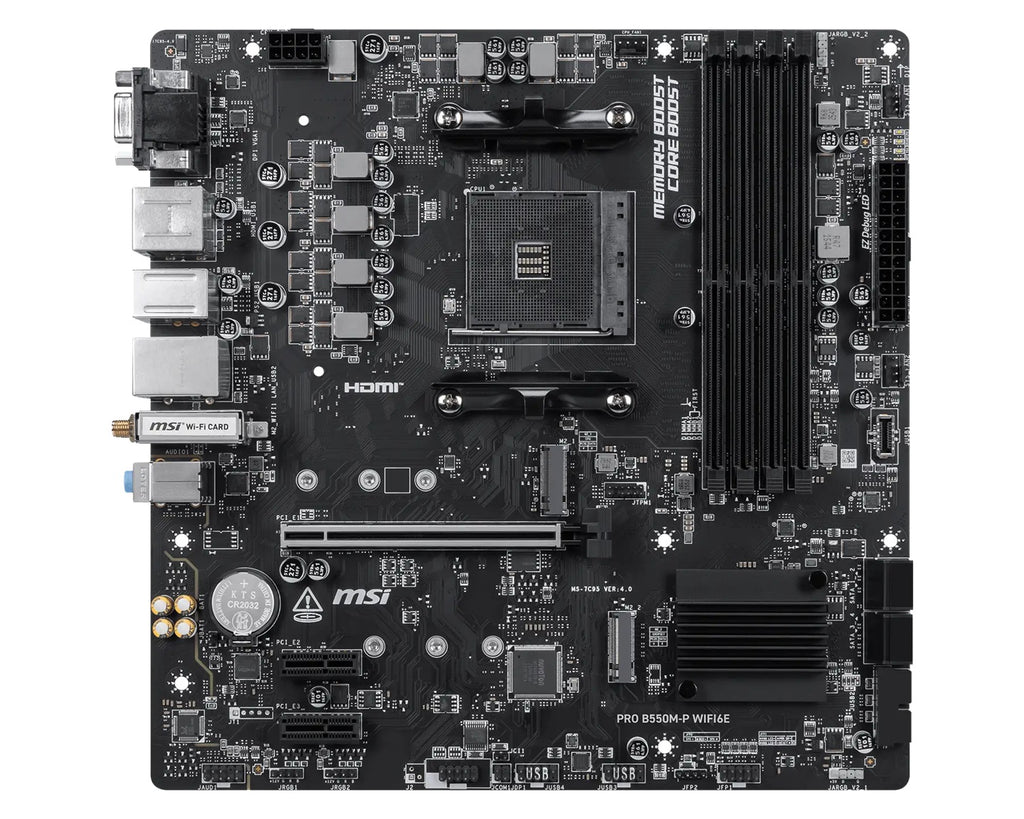 MSI PRO B550M-P WIFI6E, AMD B550, AM4, DDR4 128GB, PCIe 4.0, 2x M.2, Wi-Fi 6E, 1Gb LAN, USB Type-C. - Image 2