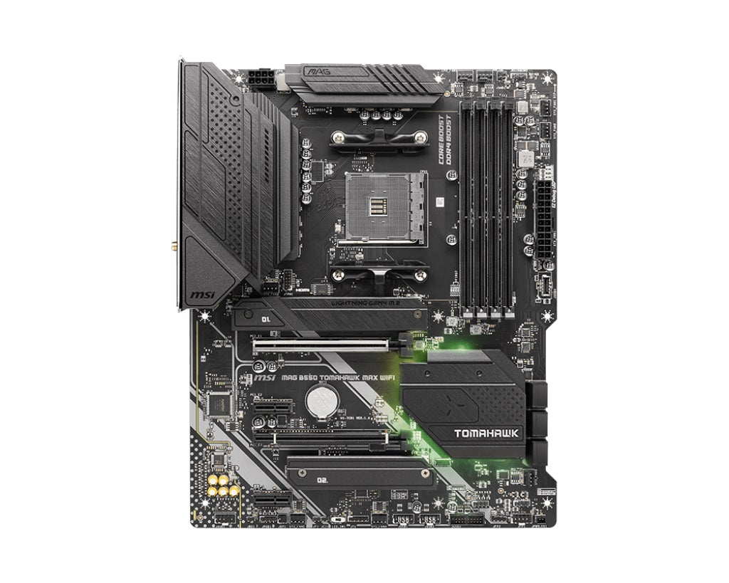 MSI MAG B550 TOMAHAWK MAX WIFI Motherboard, AMD Ryzen AM4, 4xDDR4-128GB, 1xPCIe4.0 x16slots, 2xPCIe3.0 x16slots, 6xSATA 6Gb,  2.5G LANPort, HDMI 2.1 - Image 2