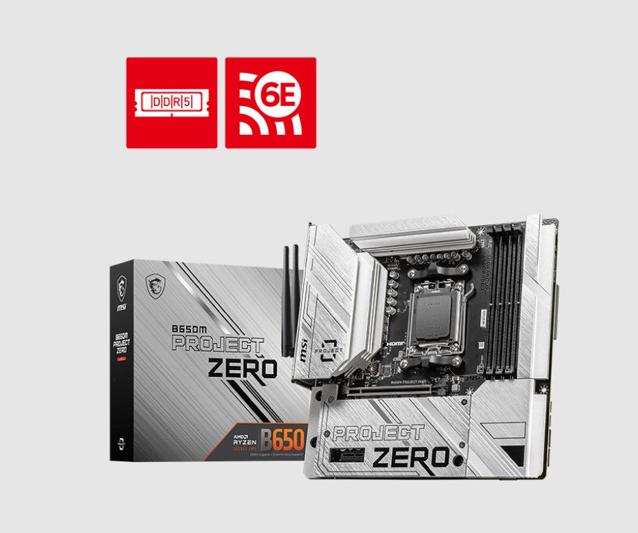 MSI B650M PROJECT ZERO Motherboard, AMD B650, 4x DDR5 128GB, 1x HDMI, 2x M.2, USB 3.2 Type A  x9 - Image 4