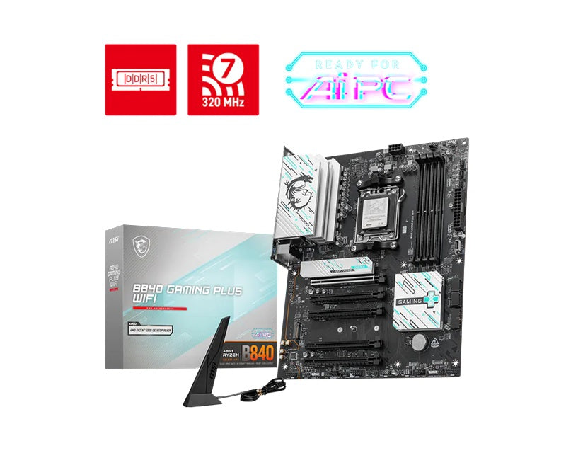 MSI B840 GAMING PLUS WIFI, AM5, 4x DDR5 256GB, 1x HDMI, 4x PCI-E x16 slot, 3x M.2, Wi-Fi 7 - Image 5