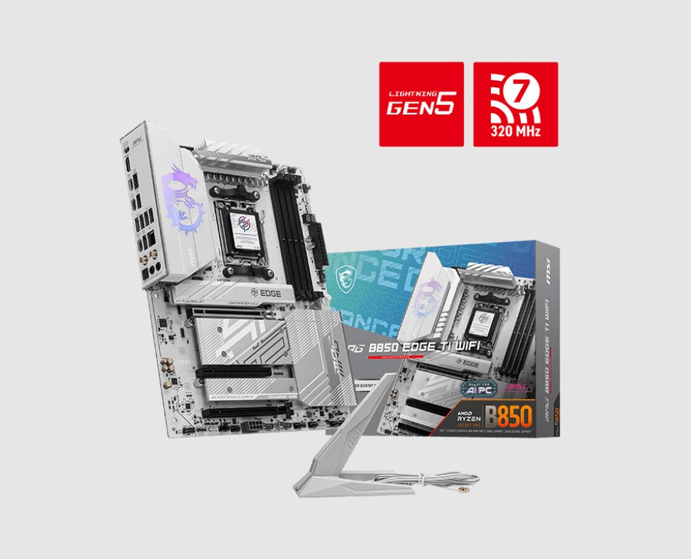 MSI B850 EDGE TI WIFI, AMD B850, 4x DDR5 256GB, 1x HDMI, 3x PCI-E x16 slot, 4x M.2, 8x 4x USB 2.0, Wi-Fi 7 - Image 4