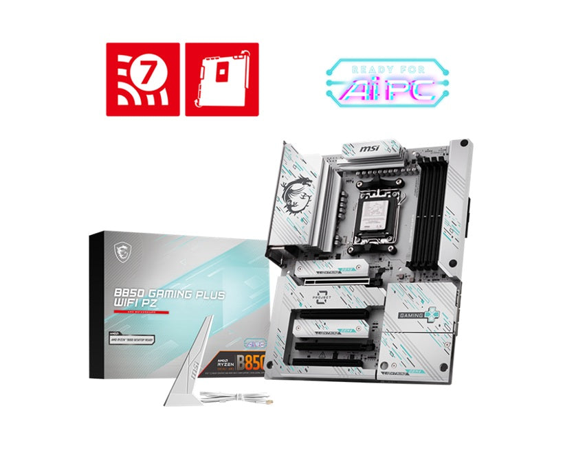 MSI B850 GAMING PLUS WIFI PZ, AMD Ryzen, 4x DDR5 256GB, 4x PCIe x16 slot, 3x M.2, 4x SATA 6G, 8x USB 2.0,  Wi-Fi 7, Bluetooth 5.4 - Image 1