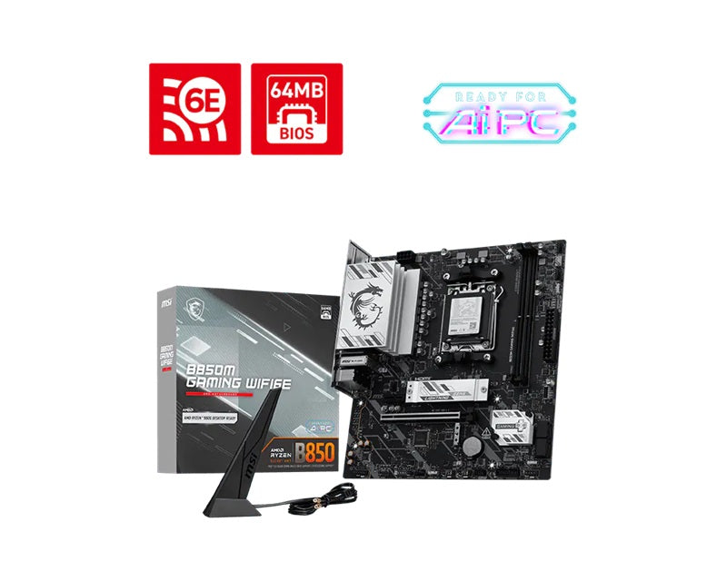 (SI Only) MSI B850M GAMING WIFI6E, AMD B850, AM5, Ryzen 9000/8000/7000, DDR5 128GB, PCIe 5.0 M.2, Wi-Fi 6E, 2.5G LAN - Image 1