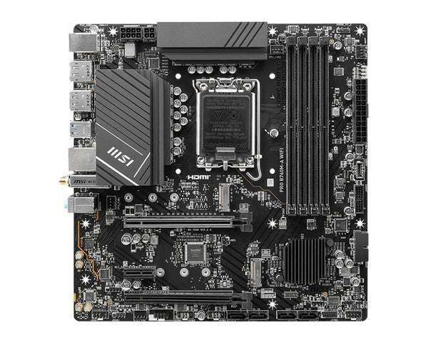 MSI PRO B760M-A WIFI DDR5, LGA1700, B760, 4xDDR5 6800+, 2xM.2, WiFi 6E, BT5.3, 2.5G LAN, 2yr wty