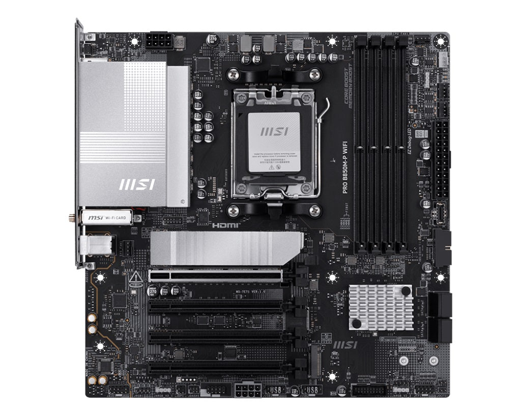 MSI PRO B850M-P WIFI, AM5, 4x DDR5 256GB, 1x HDMI, 1x PCI-E x16 slot, 3x M.2,4x USB2.0, 3x USB C, Wi-Fi 7 - Image 2