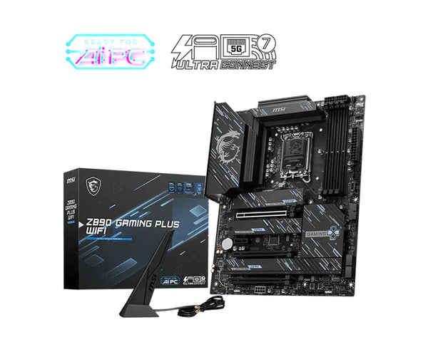 MSI Z890 GAMING PLUS WIFI  Motherboard, 4x DDR5 256GB, 3x PCI-E x 16, 1x PCI-E x 1, 4x M.2, 4x SATA 6G, 3x USB 3, 2x USB-C, 4 x USB 2