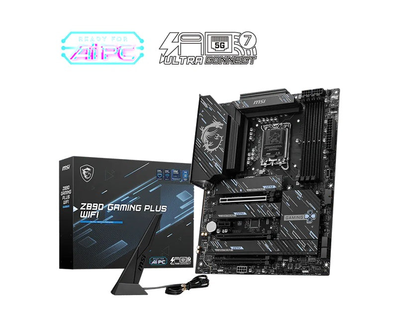 MSI Z890 GAMING PLUS WIFI  Motherboard, 4x DDR5 256GB, 3x PCI-E x 16, 1x PCI-E x 1, 4x M.2, 4x SATA 6G, 3x USB 3, 2x USB-C, 4 x USB 2