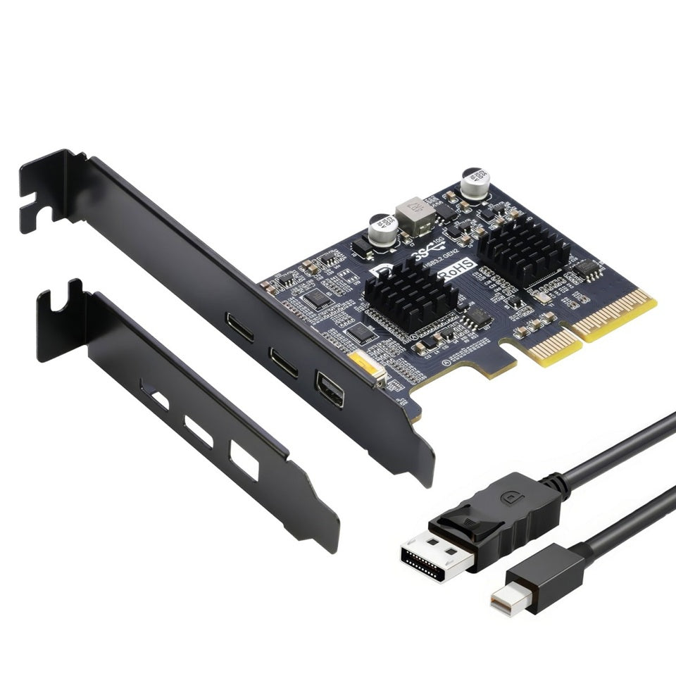 Simplecom EC365 PCIe x4 to 2-Port USB 3.2 Gen II Type-C with Mini DisplayPort Input for USB-C DP Alt Mode Expansion Card - Image 5