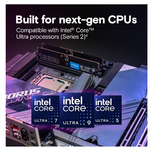 Crucial 32GB (1x32GB) DDR5 CUDIMM 6400MHZ CL52 Desktop PC Memory for Intel Core Ultra Processors AI PC - Image 3