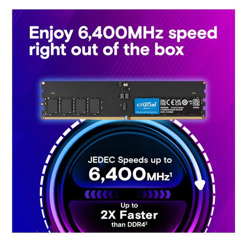 Crucial 64GB (1x64GB) DDR5 CUDIMM 6400MHZ CL52 Desktop PC Memory for Intel Core Ultra Processors AI PC - Image 2