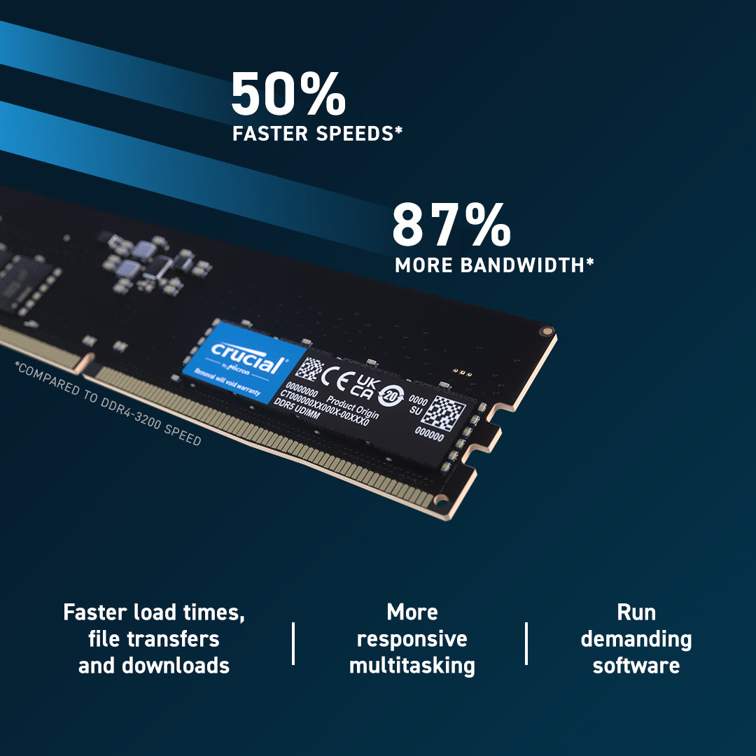 Crucial 32GB (2x16GB) DDR5 UDIMM 5600MHz CL46 Desktop PC Memory - Image 3
