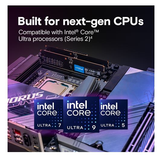 Crucial 32GB (2x16GB) DDR5 CUDIMM 6400MHZ CL52 Desktop PC Memory for Intel Core Ultra Processors AI PC - Image 3