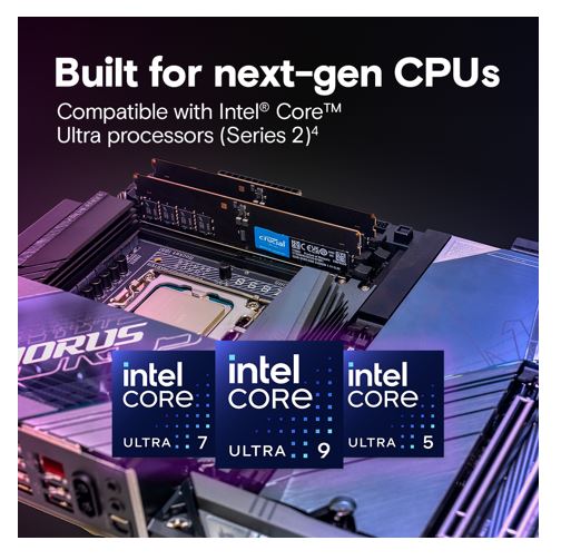 Crucial 64GB (2x32GB) DDR5 CUDIMM 6400MHZ CL52 Desktop PC Memory for Intel Core Ultra Processors AI PC - Image 3