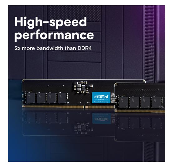 Crucial 128GB (2x64GB) DDR5 UDIMM 5600MHz CL46 Desktop PC Memory - Image 2